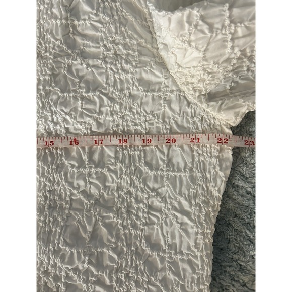 GO SILK Cream Puckered Smocked Blouse M Romantic Boho Victorian Loop Button Top - Picture 10 of 11